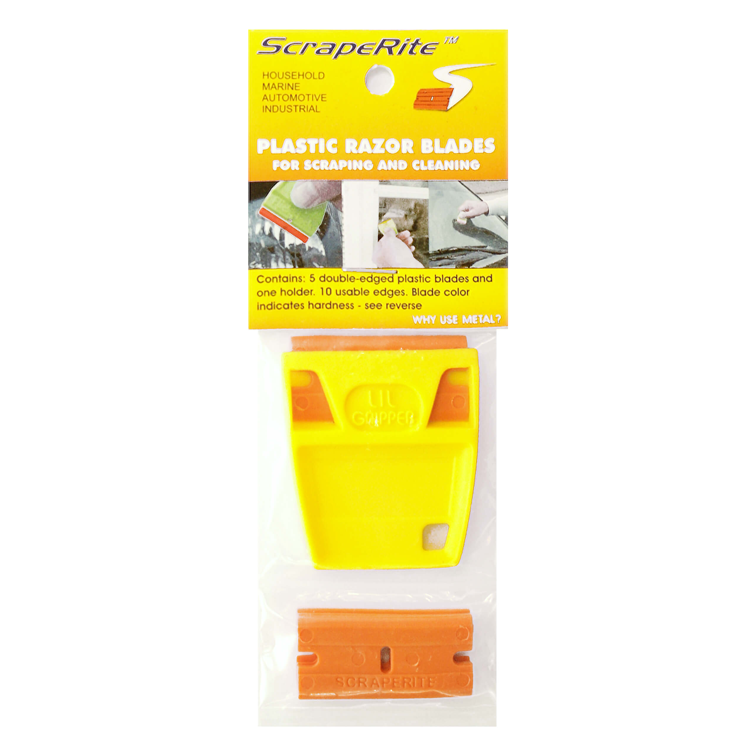 ScrapeRite Double-Edge Plastic Razor Blade Scraper Holder w/5 blades